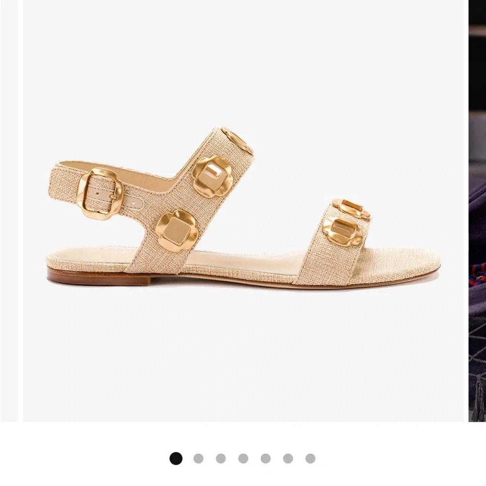 Larroude Beige Raffia Milan Sandals 8 - Picture 2 of 8